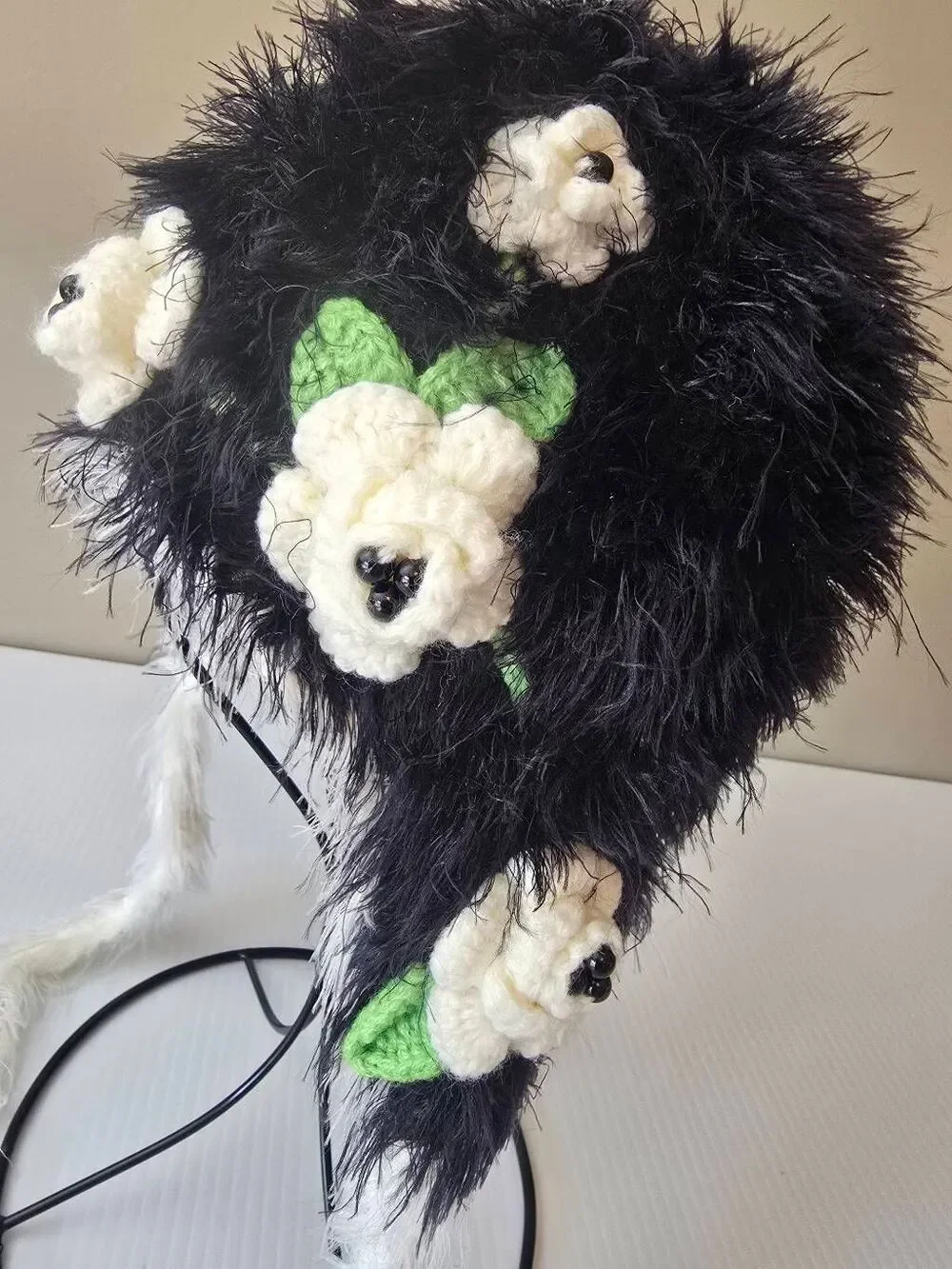 The Daisy Baby Cap Floral Black and White